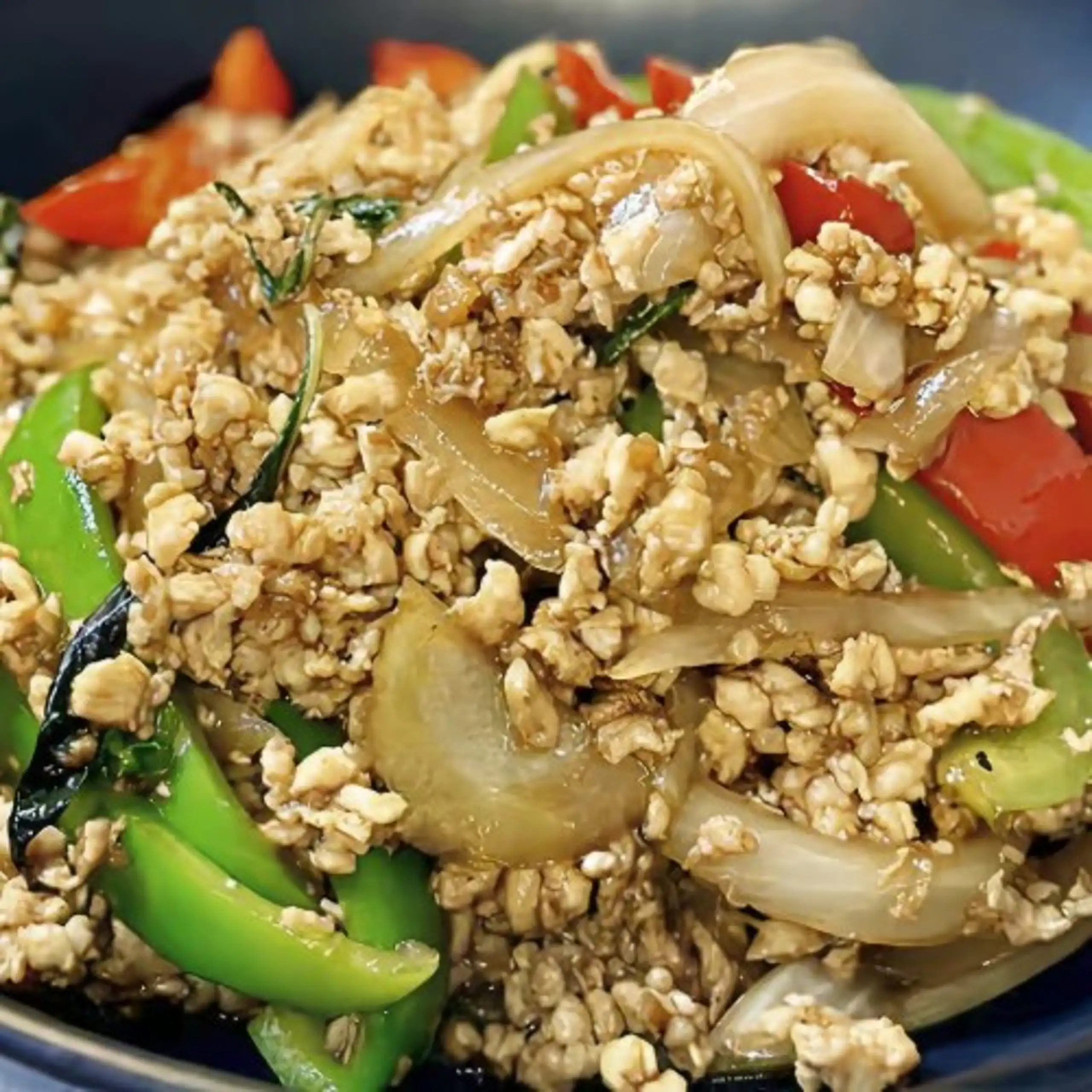 Thai basil stir fry served fresh at Thai Kitchen